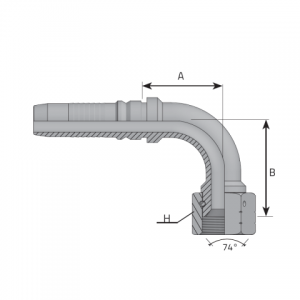 DKJ угловой ниппель 90°, JIC конус 74°, interlock, гайка со штифтом, UNF резьба. (KF90J)